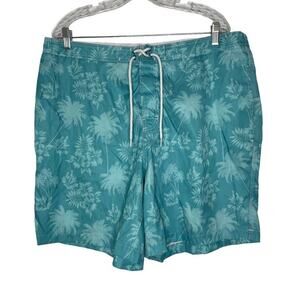 Trunks Surf & Swim Blue Tropical Palm Tree Print Summer Board Shorts Sz XXL Men